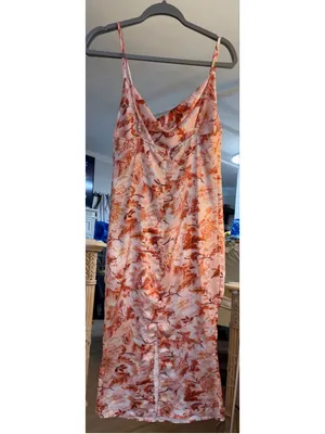NEW Satin Floral Cowl Neck Midi Slip Dress S thumbnail 2