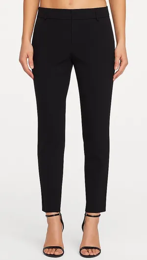 Vince Women's Satin Binding Easy Trousers Tapered Slim Leg‎ Crepe Black Size 2 thumbnail 1