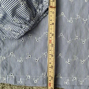 LOFT blue and white striped eyelet blouse Sz Medium thumbnail 11