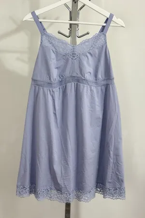 UNDERSTANCE Womens Size S Blue Lavender Lace Trimmed Chemise Sleepwear Nightgown thumbnail 1