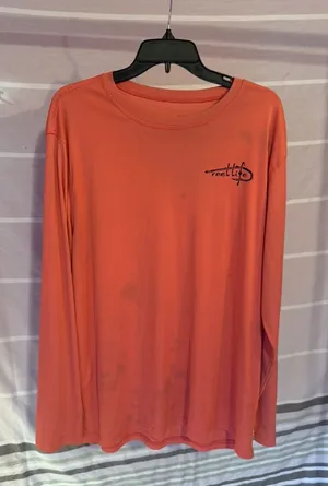 Reel Life “Raised on the Water” Long Sleeve Fishing Shirt | Coral | Size XXL thumbnail 1