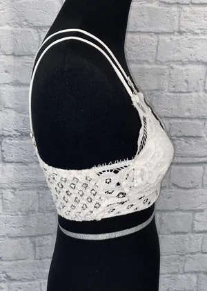 Francesca’s lace criss cross back bralette w/4 adjustable straps white sz Med thumbnail 4
