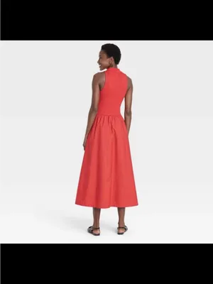 New With Tags A New Day Red Mock Neck Sleeveless Maxi Dress Sz S thumbnail 2
