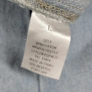 Polagram Overall Button Up Denim Jumpsuit Womens L Blue Light Wash Ruffle Straps thumbnail 4