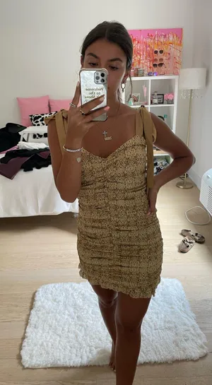 Boutique Gold tie shoulder dress thumbnail 1