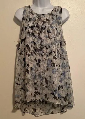 Vince Camuto Layered Mosaic Print Tunic Tank thumbnail 1