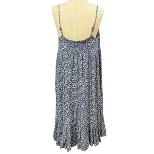 Arizona Jean Co L Blue Floral Tie Front Button Down Ruffle‎ Midi Dress Cottage thumbnail 4
