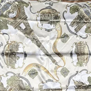 Made In Italy Scarf Paris Motif World Landmarks Rope 35" x 35"x square thumbnail 2