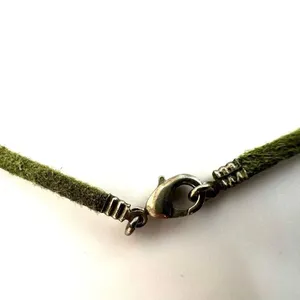 abalone heart pendant necklace on green cord thumbnail 7