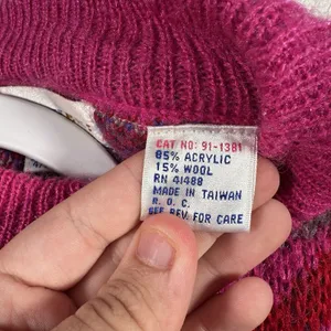 TOGETHER Women’s Small Vintage Style Pink Geometric Knit Sweater thumbnail 4