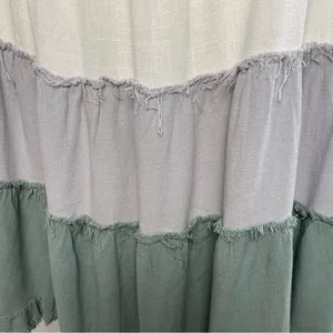 Colorblock Tiered High-Low Midi Dress White Gray Sage Pockets White Birch 1X thumbnail 5