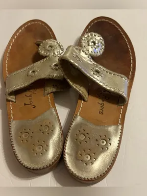 Jack Rogers Metallic Silver Leather Thong Sandals thumbnail 3