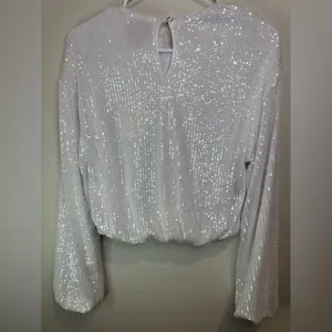 NWT SHOW ME YOUR MUMU Good Times Top in‎ White Sequins Size S thumbnail 8