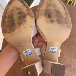 cox leather/ suede cream heels Size 9 thumbnail 5