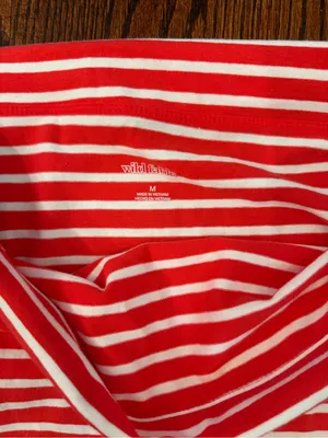 wild fable Red & White Striped Off-Shoulder Crop Top Sz M thumbnail 2