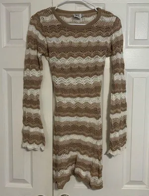 Princess Polly Leah Knit Mini Dress Brown thumbnail 1