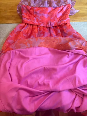 Anthropologie Strapless Tiered Maxi Dress Pink Orange Floral Ruffle Belted XL thumbnail 7