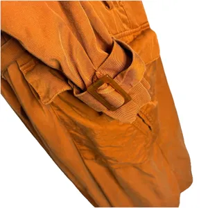 Zara Drawstring Belt Orange Trench Coat Size Medium Womens Pockets Long sleeve thumbnail 6