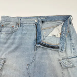 American Eagle Cargo Denim Skirt‎ Womens 16 Light Wash Stretch Front Slit Y2K thumbnail 7