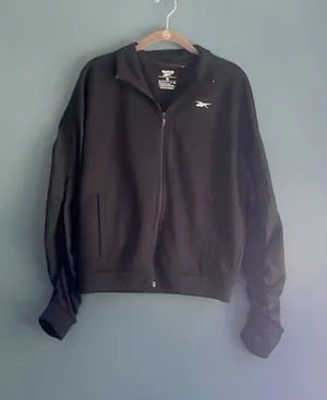 Reebok black zip up‎ sweatshirt with windbreaker ruffle sleeves women size small thumbnail 1