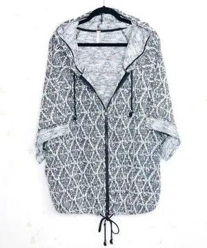 Free People Come Out of Style 2-Pocket Gray Knit Zip Hoodie EUC S thumbnail 1