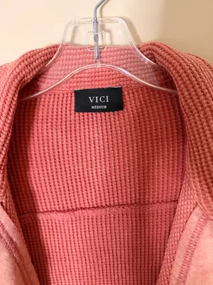 VICI Waffle Knit Shacket Pink Terracotta Oversized thumbnail 4