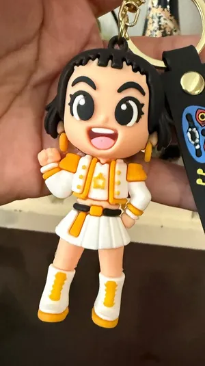 K-Pop Demon Hunters Cute Anime Figure Keychain Yellow White Idol Outfit Music thumbnail 1