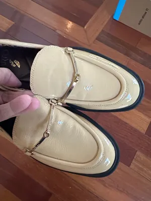 Franco Sarto Eda Patent Loafers Gold Horsebit Beige Yellow Classic Preppy Size 5 thumbnail 4