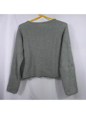 Sincerely Jules XS Sage Green Waffle Knit Sweater thumbnail 6