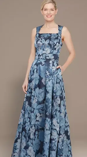Alex Evenings Navy Floral A Line Mother of the Groom/Bride Dress thumbnail 1