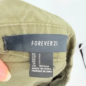 Y2K Forever 21 Canvas Utility Coat Sz S Olive Grunge Military Indie Sleaze Zip thumbnail 9