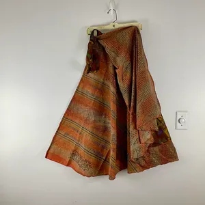 Reversible Maxi Wrap Skirt BINW216 Brown thumbnail 2
