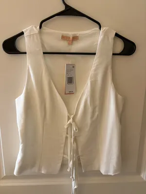 Evolution White tie vest tank top thumbnail 1