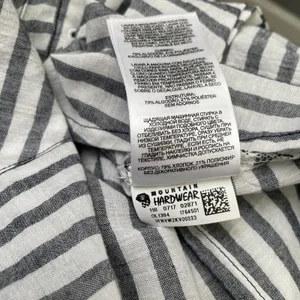Mountain Hardwear Tunic Top Size Medium Gray White Striped Lace Up Beach Coastal thumbnail 9
