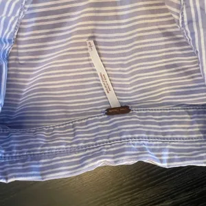 Free People Blue White Tie It In A Bow Oversized Cotton Button Down Shirt L thumbnail 4