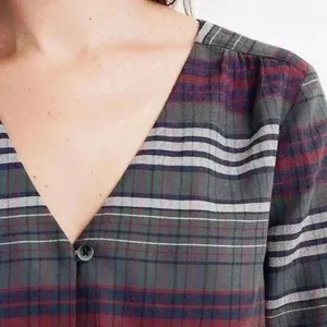 MADEWELL V-Neck Button-Down Shirt in Pineview Plaid | size Large thumbnail 2