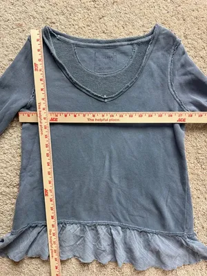 We The Free People Distressed Peplum Sweatshirt Raw Hem Gray Womens Small thumbnail 4