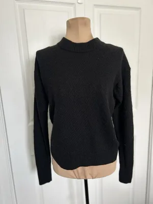 Quince Baby Alpaca Wool Diamond Stitch Crew Neck Sweater Black Size S thumbnail 8