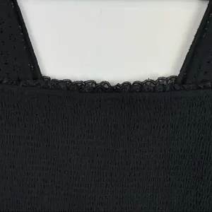 Torrid Sz 3X Black Square Neck Smocked Eyelet Peplum Top Short Sleeve thumbnail 10