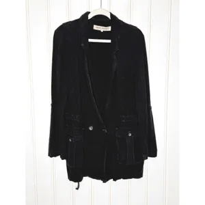 Free People Black Utility Charly Blazer Jacket Double Breasted Cargo Pocket L thumbnail 3