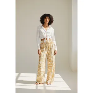 Anthropologie Charming Charlie Beige Zebra Print Wide Leg Boho Pants Size Small thumbnail 2