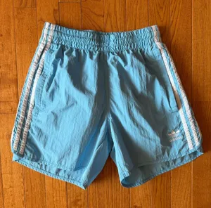 Adidas Originals 3-Stripes Nylon Track Shorts Sky Baby Blue Trefoil Extra Small thumbnail 1