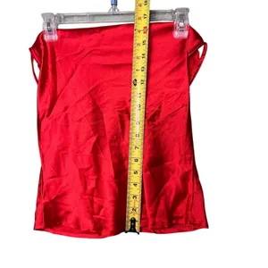 Dizzy Lizzy Tank Top Women's Medium Red Satin Party Strappy Back Criss Cross NYE thumbnail 7