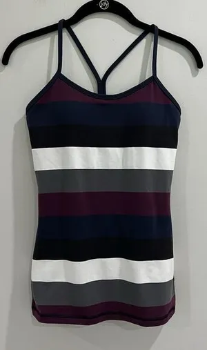 Lululemon Athletica Power Y Tank Top Women Activewear Athletic Gym Yoga Striped‎ thumbnail 1