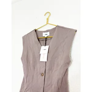 NWT Le Bop Isla Vest Size Medium Brown Nipped Waist Cinched Preppy Minimalist thumbnail 8