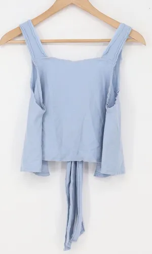 Odin & Ivy Tank Top Womens S 80314 Light Blue Open Back Tie Crop Excellent thumbnail 1