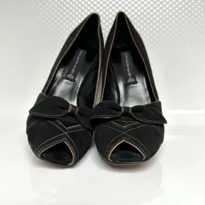 Steve Madden 4” Heel Women’s 8 Black Peep Toe Goth Vamp Dark Romantic Academia thumbnail 5