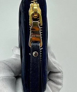 Miu Miu Navy Continental Leather Wallet thumbnail 12