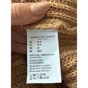 American Eagle Tan Brown Chunky Mock Neck Sweater Shaker Knit Oversized XS/S thumbnail 5