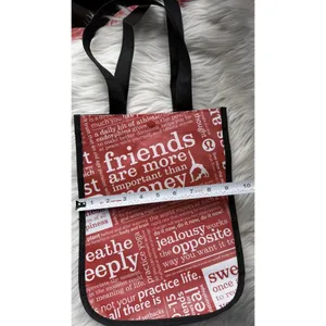 Red and White Lululemon Tote Bag with Black Handles thumbnail 2